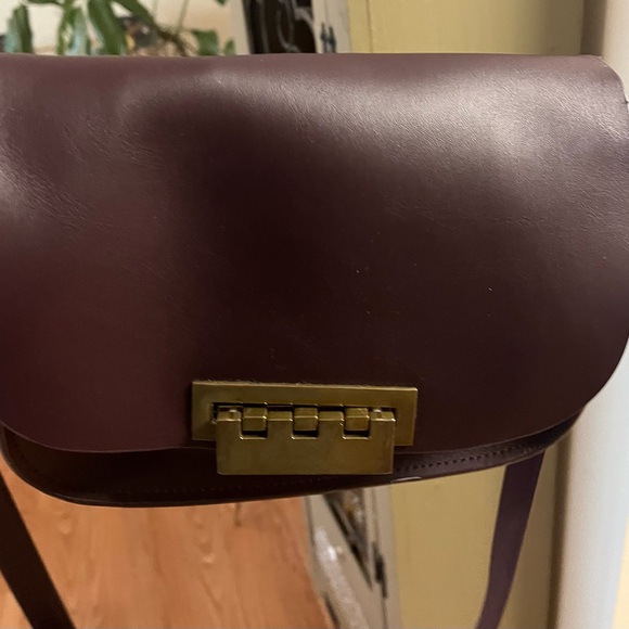 ZAC Zac Posen Handbags - ZAC Zac Posen Smooth Leather Crossbody in Burgundy with Gold Hardware